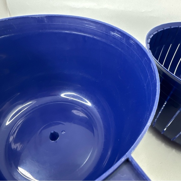 Vintage Copco Large White Salad Spinner Blue Lid Sam Lebowitz Design #604 USA - Picture 11 of 12
